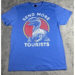 Gildan Jurassic World Send More Tourists Graphic T-Shirt Blue Men's Size M